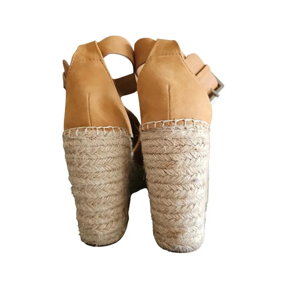 Marc Fisher Annie Perforated Espadrille Platform Wedge Sandals Brown Tan Size 8M - Picture 7 of 9